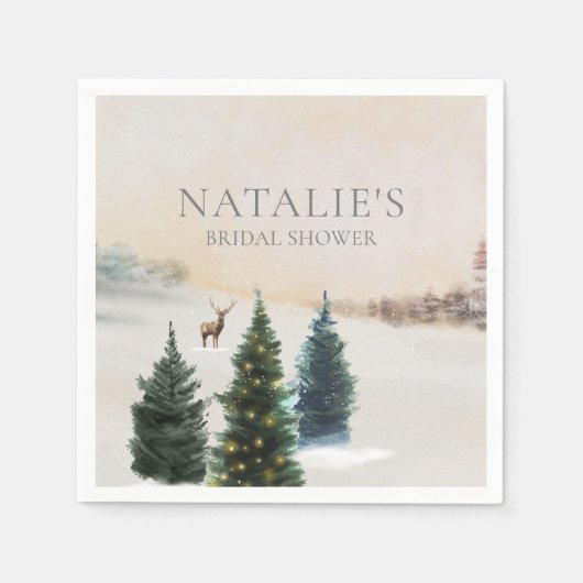 Rustikales Winterwald Brautparty Papier Napkins Serviette (Vorderseite)