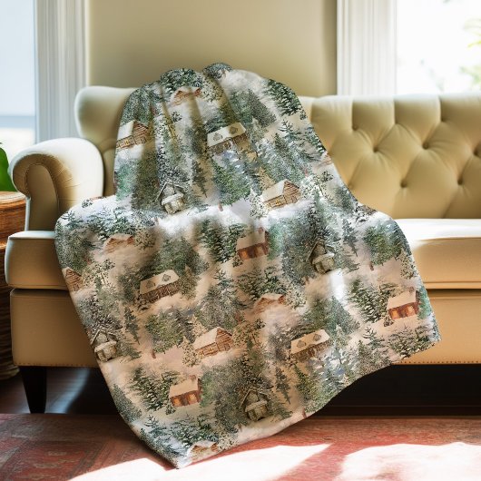 Rustikales Winterwald Fleecedecke