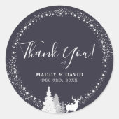 Rustikales Winterwald Hirsche Danke Runder Aufkleber (Vorderseite)