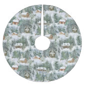 Rustikales Winterwald Polyester Weihnachtsbaumdecke (Vorderseite)
