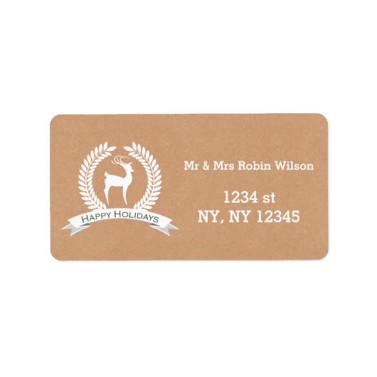 Rustikales Winterwald, Reh Holiday Labels Adressaufkleber (Vorne)