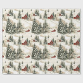 Rustikales Winterwald Schneeschuhfest Weihnachten Geschenkpapier (Flach)