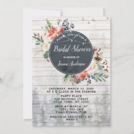 Rustikales Winterwald strahlt blühendes Brautparty Einladung