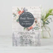 Rustikales Winterwald strahlt blühendes Brautparty Einladung (Stehend Vorderseite)