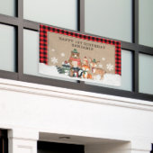 Rustikales Winterwald Wilde Tiere 1. Geburtstag Banner (Äußeres Gebäude)