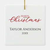 Rustikales Winterwaldhaus Weihnachten Keramikornament (Rückseite)