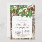 Rustikales Winterwaldkiefernwald Brautparty Einladung (Vorderseite)