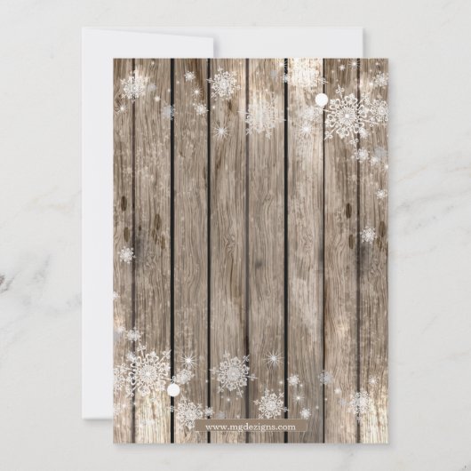 Rustikales Winterwaldland-Brautparty Einladung (Rückseite)