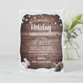 Rustikales Winterwaldland Festtagsessen Party Einladung (Stehend Vorderseite)