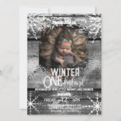 Rustikales Winterwunderland Silver Einladung (Vorderseite)