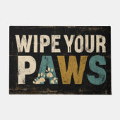 Rustikales "Wischen Sie Ihre Pfoten" Zeichen mit P Fußmatte (Vorderseite)