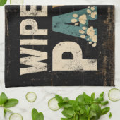 Rustikales "Wischen Sie Ihre Pfoten" Zeichen mit P Geschirrtuch (Gefaltet)