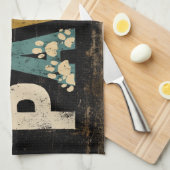 Rustikales "Wischen Sie Ihre Pfoten" Zeichen mit P Geschirrtuch (Viertel Falte)