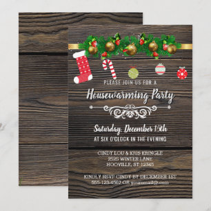 Rustikales Wohn Winter Holiday Housewarming Party Einladung