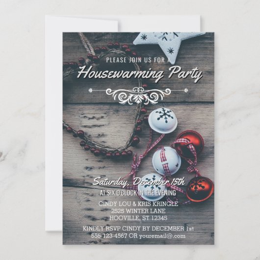 Rustikales Wohn Winter Holiday Housewarming Party Einladung (Vorderseite)
