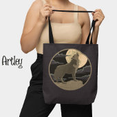 Rustikales Wolf Howling Moon Night Sky Logo Tasche