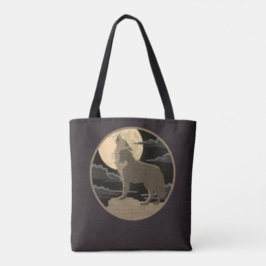 Rustikales Wolf Howling Moon Night Sky Logo Tasche (Rückseite)