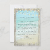 Rustikales Wood Aqua Blue Beach String Lights Hoch Dankeskarte (Rückseite)