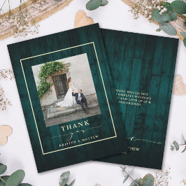 Rustikales Wood Aquamarin Wedding Foto Dankeskarte