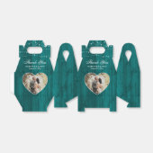 Rustikales Wood Aquamarin Wedding Foto Geschenkschachtel (Ungefaltet)