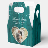 Rustikales Wood Aquamarin Wedding Foto Geschenkschachtel (Geöffnet)