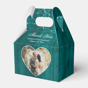 Rustikales Wood Aquamarin Wedding Foto Geschenkschachtel