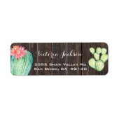 Rustikales Wood-Aquarellkaktus-Adressetikett (Vorne)