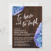 Rustikales Wood Blue Hydrangea zu haben und zu hal Einladung (Vorderseite)