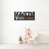 Rustikales Wood Blue Ier Boy Baby Dusche Banner (Insitu)