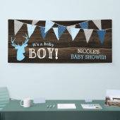 Rustikales Wood Blue Ier Boy Baby Dusche Banner (Messe)
