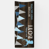 Rustikales Wood Blue Ier Boy Baby Dusche Banner (Vertikal)