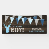 Rustikales Wood Blue Ier Boy Baby Dusche Banner (Horizontal)