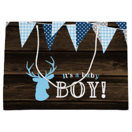 Rustikales Wood Blue Ier Boy Baby Dusche Große Geschenktüte