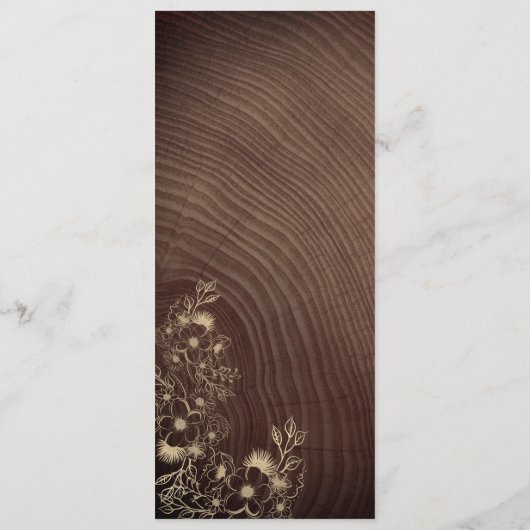 Rustikales Wood Boho Blumenmenü Menükarte (Rückseite)