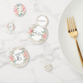 Rustikales Wood Boho Blumensüß 16 Geburtstag Konfetti