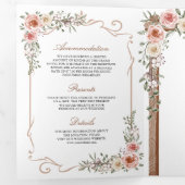 Rustikales Wood Boho Floral All in One Canopy Wedd Dreifach Gefaltete Einladung (Innen Erste Seite)