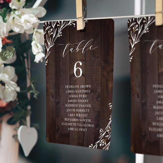 Rustikales Wood Boho Tischnummer Sitzplan