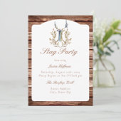 Rustikales Wood Buck Bachelor Stag Party Einladung (Stehend Vorderseite)