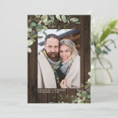 Rustikales Wood Eukalyptus Wedding Foto Save the D Save The Date (Stehend Vorderseite)