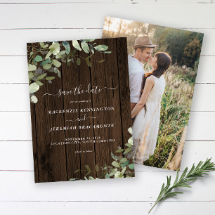 Rustikales Wood Eukalyptus Wedding Foto Save the D Save The Date