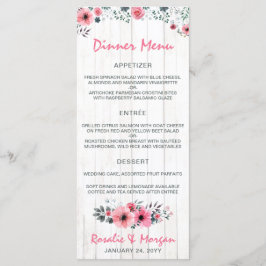 Rustikales Wood Floral Country Hochzeitmenü Menükarte