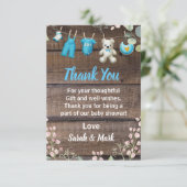Rustikales Wood Floral Wäscherei Baby Dusche Dankeskarte (Stehend Vorderseite)