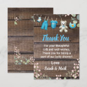 Rustikales Wood Floral Wäscherei Baby Dusche Dankeskarte (Vorne/Hinten)
