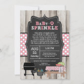 Rustikales Wood Girl Baby Q Sprinkle, GRILLEN Baby Einladung (Vorderseite)