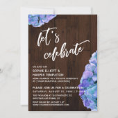 Rustikales Wood Hydrangea Feiern wir Empfang Einladung (Vorderseite)