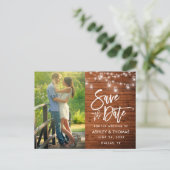 Rustikales Wood Jar Lights Pinselschrift Save the  Postkarte (Stehend Vorderseite)