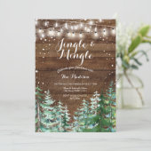 Rustikales Wood Jingle & Mingle Weihnachtsgebäck P Einladung (Stehend Vorderseite)