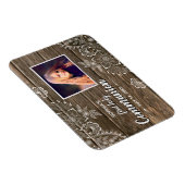 Rustikales Wood Lace First Heilige Kommunion Foto Magnet (Rechte Seite)