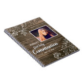 Rustikales Wood Lace First Heilige Kommunion Foto Notizblock (Rechte Seite)