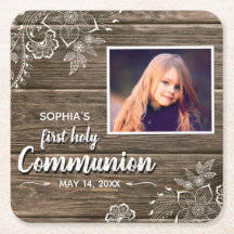 Rustikales Wood Lace First Heilige Kommunion Foto